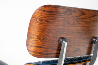 3rd Generation Eames Lounge Chair and Ottoman in Midnight Blue Leather