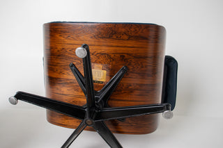 3rd Generation Eames Lounge Chair and Ottoman in Midnight Blue Leather