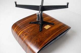 3rd Generation Eames Lounge Chair and Ottoman in Midnight Blue Leather