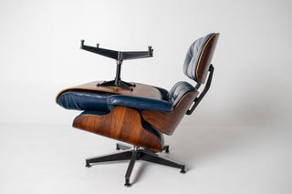 3rd Generation Eames Lounge Chair and Ottoman in Midnight Blue Leather