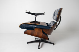 3rd Generation Eames Lounge Chair and Ottoman in Midnight Blue Leather