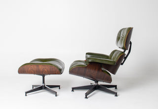 3rd Generation Eames Lounge Chair in Brazilian Rosewood and New Moss Green Leather
