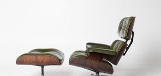 3rd Generation Eames Lounge Chair in Brazilian Rosewood and New Moss Green Leather