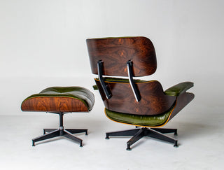3rd Generation Eames Lounge Chair in Brazilian Rosewood and New Moss Green Leather
