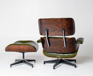 3rd Generation Eames Lounge Chair in Brazilian Rosewood and New Moss Green Leather
