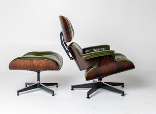 3rd Generation Eames Lounge Chair in Brazilian Rosewood and New Moss Green Leather