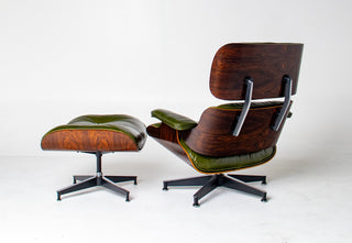 3rd Generation Eames Lounge Chair in Brazilian Rosewood and New Moss Green Leather