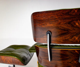 3rd Generation Eames Lounge Chair in Brazilian Rosewood and New Moss Green Leather