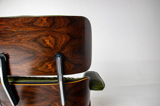 3rd Generation Eames Lounge Chair in Brazilian Rosewood and New Moss Green Leather