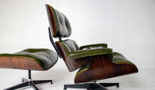 3rd Generation Eames Lounge Chair in Brazilian Rosewood and New Moss Green Leather