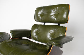 3rd Generation Eames Lounge Chair in Brazilian Rosewood and New Moss Green Leather