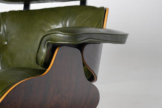 3rd Generation Eames Lounge Chair in Brazilian Rosewood and New Moss Green Leather