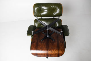 3rd Generation Eames Lounge Chair in Brazilian Rosewood and New Moss Green Leather