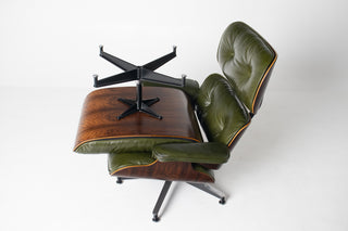 3rd Generation Eames Lounge Chair in Brazilian Rosewood and New Moss Green Leather