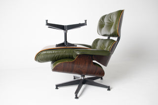 3rd Generation Eames Lounge Chair in Brazilian Rosewood and New Moss Green Leather