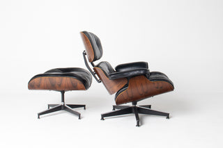 3rd Generation Eames Lounge Chair in Brazilian Rosewood and New Black Leather