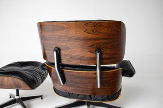 3rd Generation Eames Lounge Chair in Brazilian Rosewood and New Black Leather