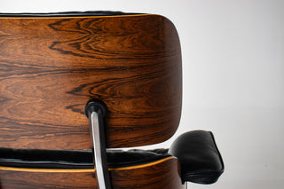 3rd Generation Eames Lounge Chair in Brazilian Rosewood and New Black Leather
