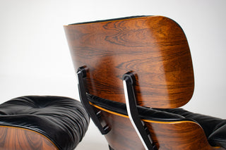 3rd Generation Eames Lounge Chair in Brazilian Rosewood and New Black Leather