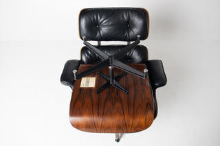 3rd Generation Eames Lounge Chair in Brazilian Rosewood and New Black Leather