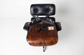 3rd Generation Eames Lounge Chair in Brazilian Rosewood and New Black Leather