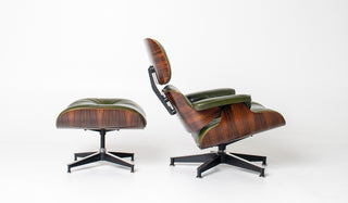 3rd Generation Eames Lounge Chair and Ottoman in Brazilian Rosewood & Green Leather