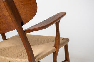 Pair of Hans Wegner CH22 Lounge Chairs in Oak