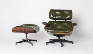 3rd Generation Eames Lounge Chair and Ottoman in Brazilian Rosewood and Moss Green Leather