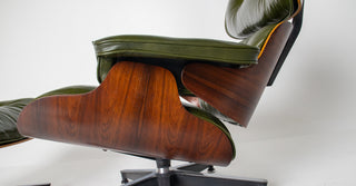 3rd Generation Eames Lounge Chair and Ottoman in Brazilian Rosewood and Moss Green Leather