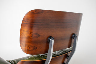 3rd Generation Eames Lounge Chair and Ottoman in Brazilian Rosewood and Moss Green Leather