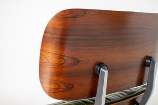 3rd Generation Eames Lounge Chair and Ottoman in Brazilian Rosewood and Moss Green Leather