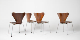 Set of 4 Arne Jacobsen for Fritz Hansen Series 7 Chairs in Rosewood Model 3107