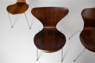 Set of 4 Arne Jacobsen for Fritz Hansen Series 7 Chairs in Rosewood Model 3107