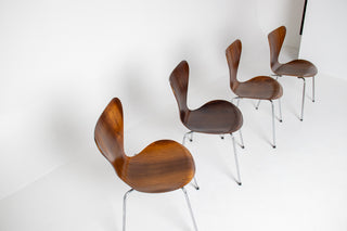 Set of 4 Arne Jacobsen for Fritz Hansen Series 7 Chairs in Rosewood Model 3107