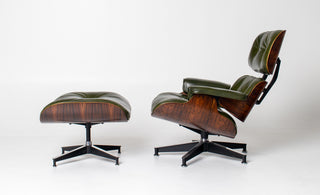 3rd Generation Eames Lounge Chair and Ottoman in Brazilian Rosewood & Green Leather
