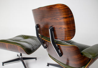 3rd Generation Eames Lounge Chair and Ottoman in Brazilian Rosewood & Green Leather