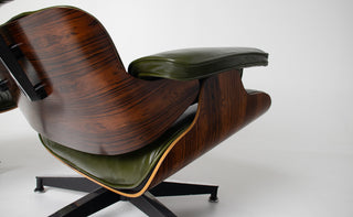 3rd Generation Eames Lounge Chair and Ottoman in Brazilian Rosewood & Green Leather