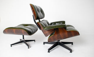 3rd Generation Eames Lounge Chair and Ottoman in Brazilian Rosewood & Green Leather