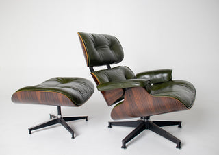 3rd Generation Eames Lounge Chair and Ottoman in Brazilian Rosewood & Green Leather