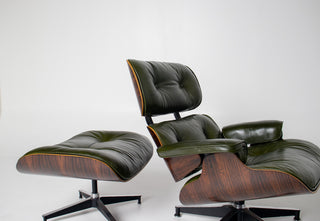 3rd Generation Eames Lounge Chair and Ottoman in Brazilian Rosewood & Green Leather