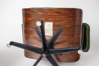 3rd Generation Eames Lounge Chair and Ottoman in Brazilian Rosewood & Green Leather