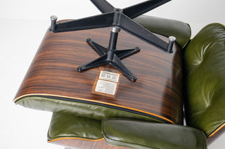3rd Generation Eames Lounge Chair and Ottoman in Brazilian Rosewood & Green Leather