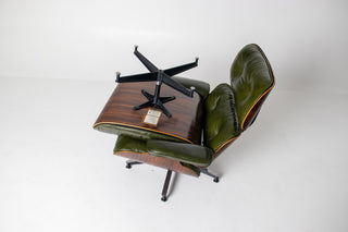 3rd Generation Eames Lounge Chair and Ottoman in Brazilian Rosewood & Green Leather