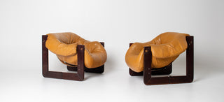 In Process: Pair of Percival Lafer MP-97 Brazilian Leather Lounge Chairs