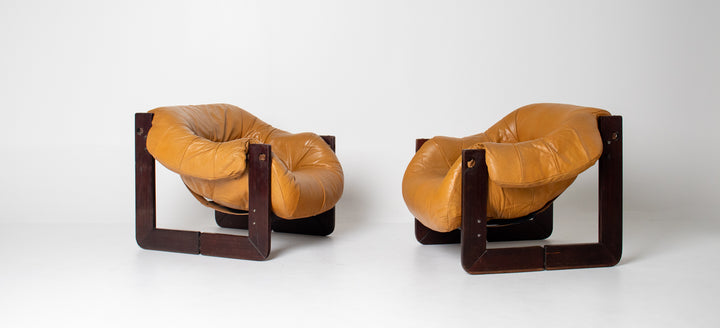 Pair of Percival Lafer MP-97 Brazilian Leather Lounge Chairs