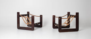 In Process: Pair of Percival Lafer MP-97 Brazilian Leather Lounge Chairs