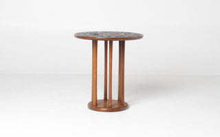Walnut and Round Tile Side Table by Jane and Gordon Martz Marshall Studios Walnut