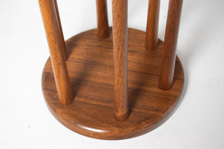 Walnut and Round Tile Side Table by Jane and Gordon Martz Marshall Studios Walnut