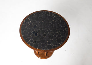 Walnut and Round Tile Side Table by Jane and Gordon Martz Marshall Studios Walnut