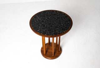 Walnut and Round Tile Side Table by Jane and Gordon Martz Marshall Studios Walnut